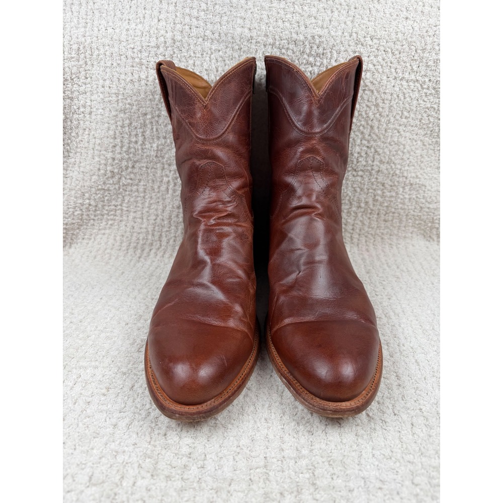 Tecovas The Dean Bourbon Calfskin Western Zip Boots Mens 12D 1012 Round Toe